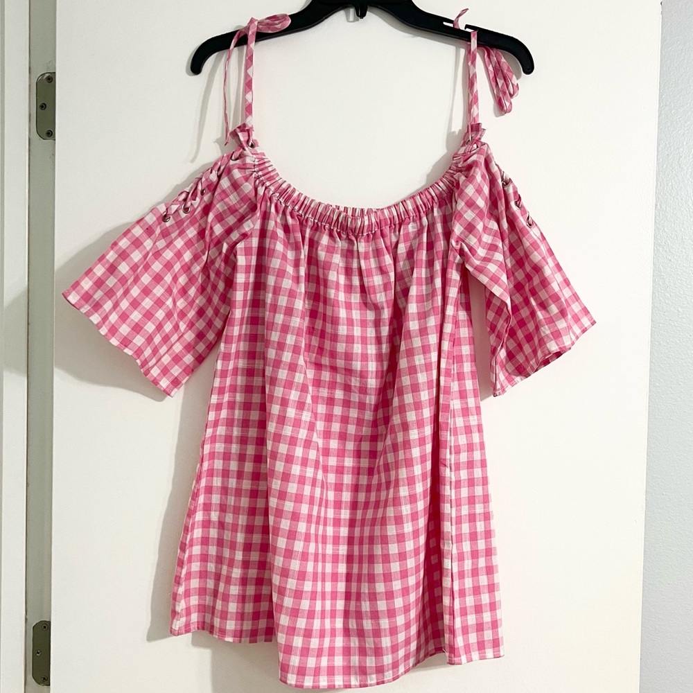 Pink and white linen shirt